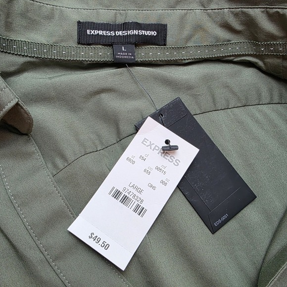 Express Olive Button Down Shirt - Picture 10 of 12